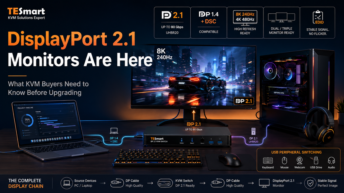 DisplayPort 2.1 Monitors and KVM Switches: UHBR, DP80, DSC, and Real-World Compatibility Explained
