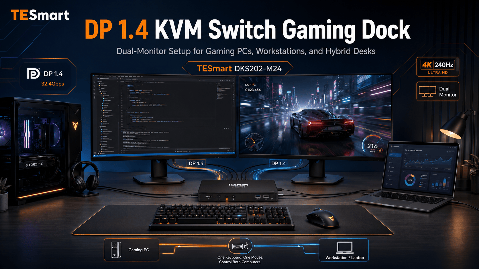 TESmart DKS202-M24 DP 1.4 Dual 8K@60Hz KVM Switch Gaming Dock: Is It R