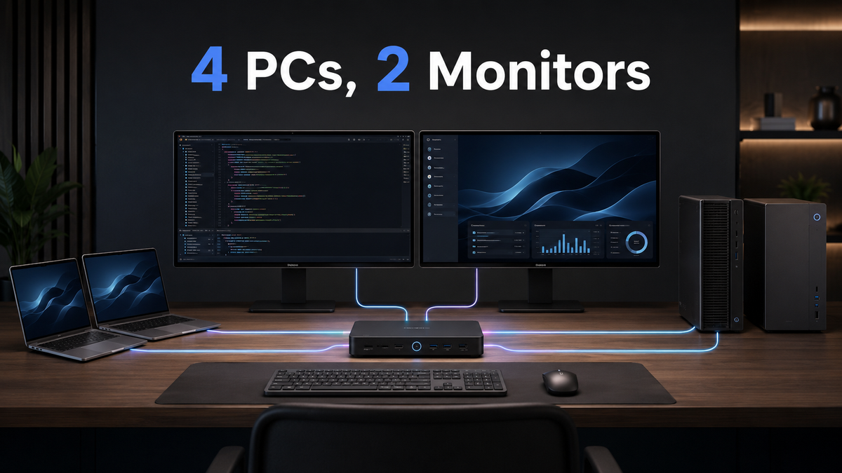 How to Share Two Monitors Across Two Laptops and Two Desktop PCs