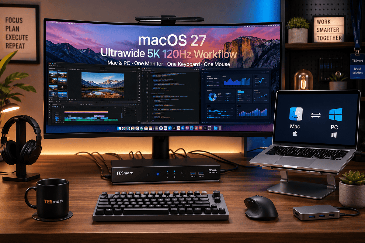 macOS 27 Ultrawide Monitor Setup: Do You Need a KVM for 5K 120Hz Workflows?
