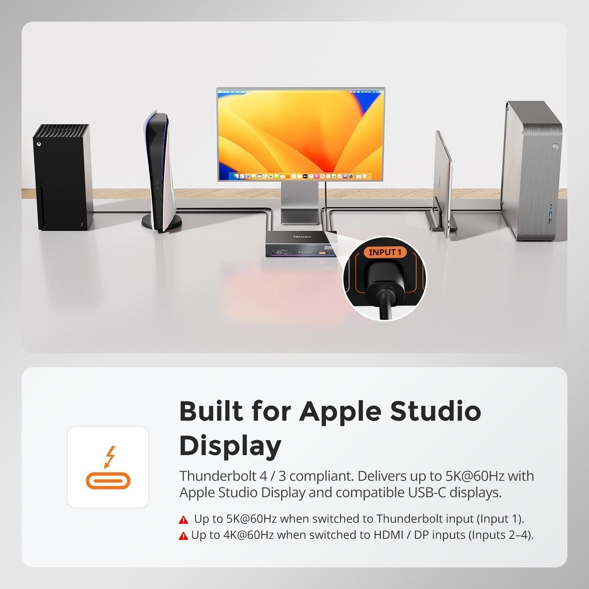 How to Connect PS5 or Nintendo Switch to Apple Studio Display in a Multi-Device Desk Setup