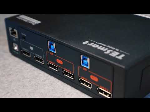 DP 1.4 Dual 8K@60Hz KVM Switch Gaming Dock for 2 PCs 2 Monitors, w/ EDID, G-Sync FreeSync