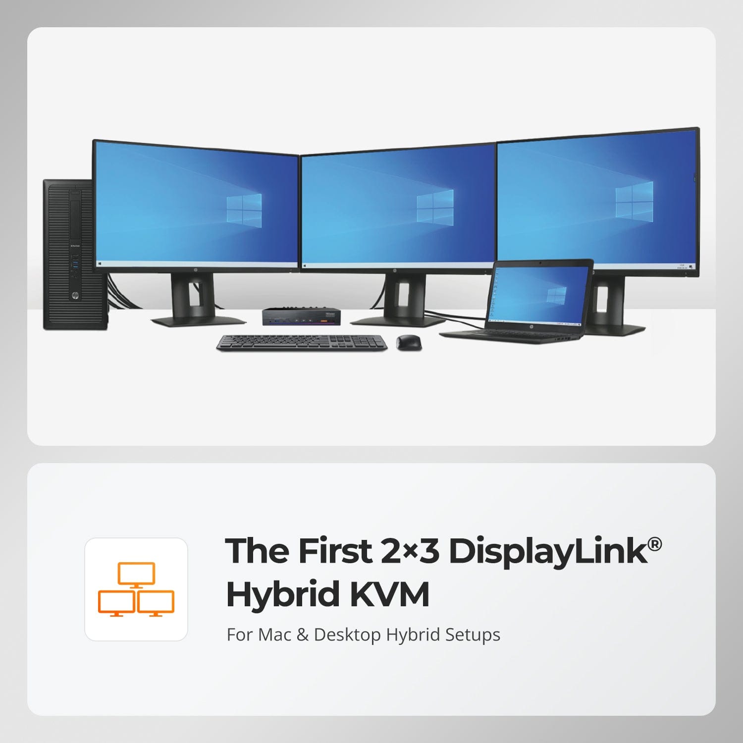 TESmart DP1.2 & USB-C Triple 4K60Hz KVM Switch Productivity Dock for 2 PCs & 3 Monitors, w/ All-in-One Connectivity, 100W PD Charging, Gigabit Switch, and Multi-Mode Control DP1.2 & USB-C Triple 4K60Hz KVM Dock for 2 PCs & 3 Monitors, All-in-One Connectivity, 100W PD Charging, Gigabit Switch