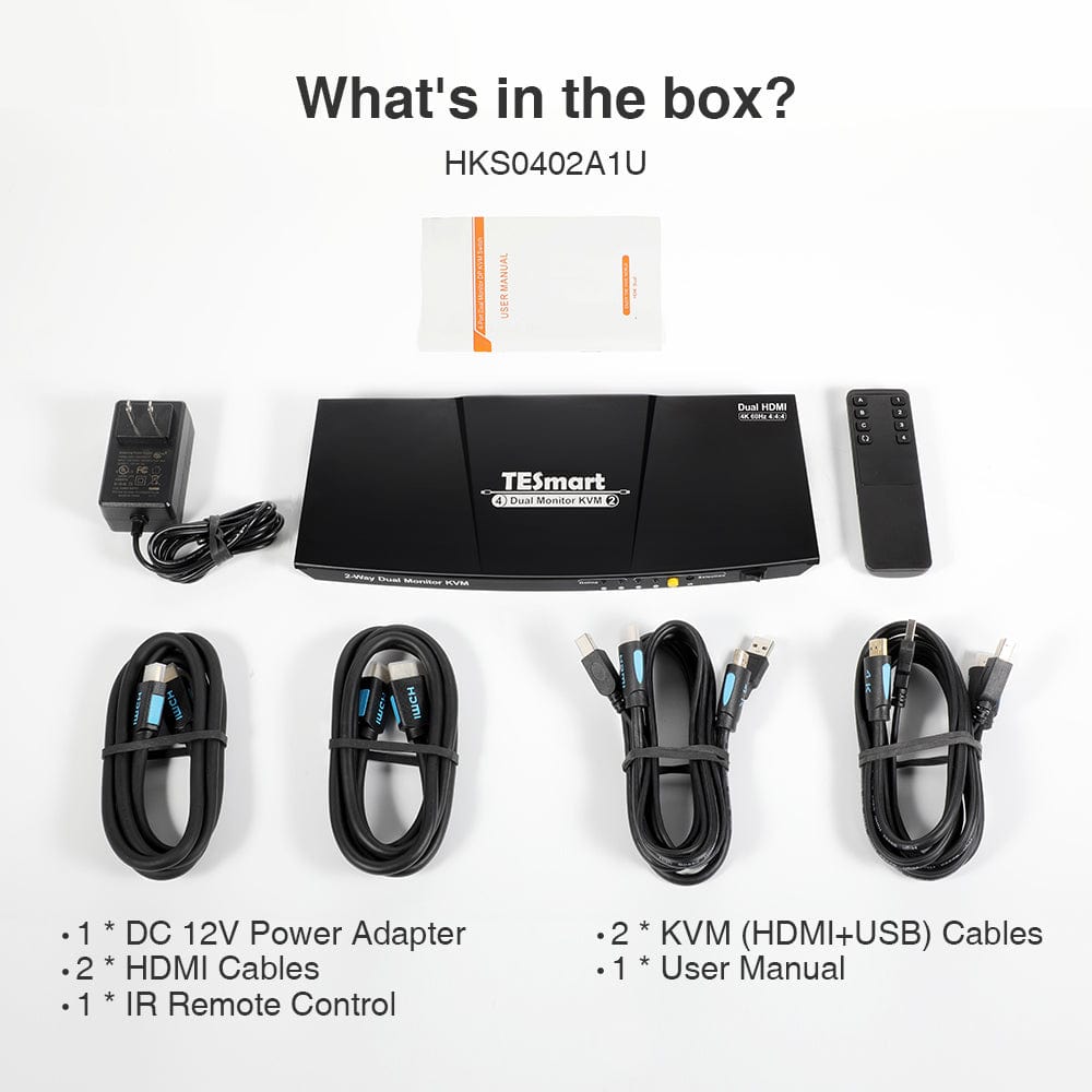 TESmart Dual Monitor KVM Switcher 2 Port Dual Monitor KVM Switch Kit HDMI 4K60Hz with EDID 2 Port Dual Monitor KVM Switch HDMI 4K60Hz with USB Hub TESmart