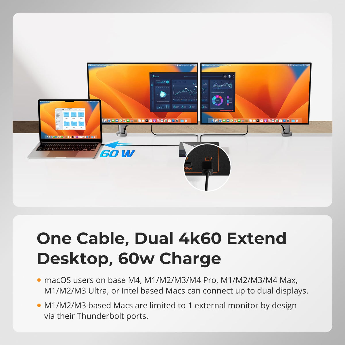 TESmart Dual Monitor KVM Switcher Dual 4K60Hz Thunderbolt™ 4 KVM Dock for 1 Laptop & 1 Desktop – EDID, Gaming & Hybrid WFH 2-Port Thunderbolt 4 Dual Monitor KVM Switch with 4K60Hz, EDID & 60W PD | TESmart