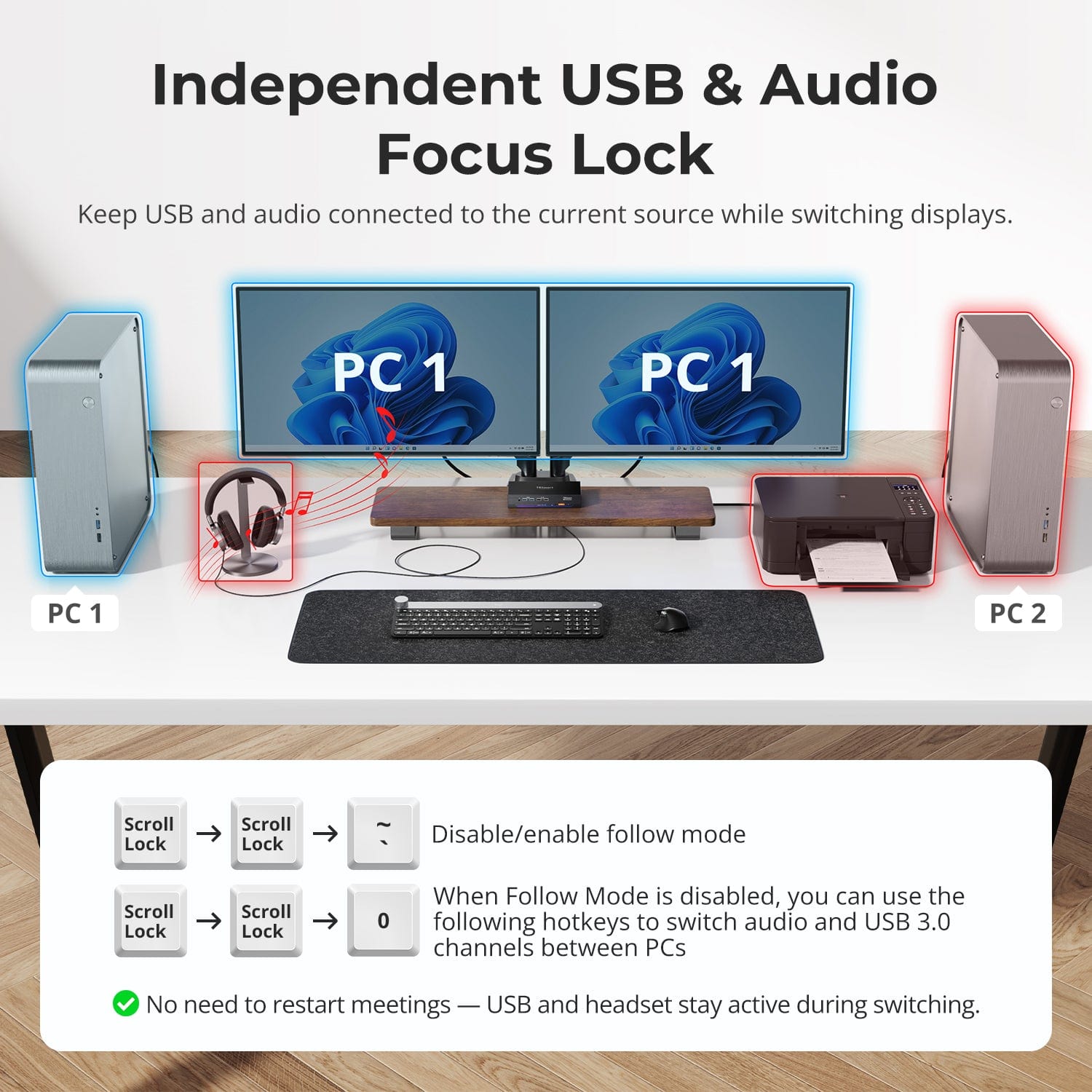 TESmart Dual Monitor KVM Switcher HDMI 2.1 & DP 1.4 Dual 4K144Hz KVM Switch Gaming Dock for 2 PCs & 2 Monitors, w/ ADI Chip, EDID, VRR, FVA, ALLM, and Dynamic HDR HDMI 2.1 & DP 1.4 Dual 4K144Hz VRR KVM Switch for 2 PCs & 2 Monitors, ADI Chip, EDID, HDR | TESmart