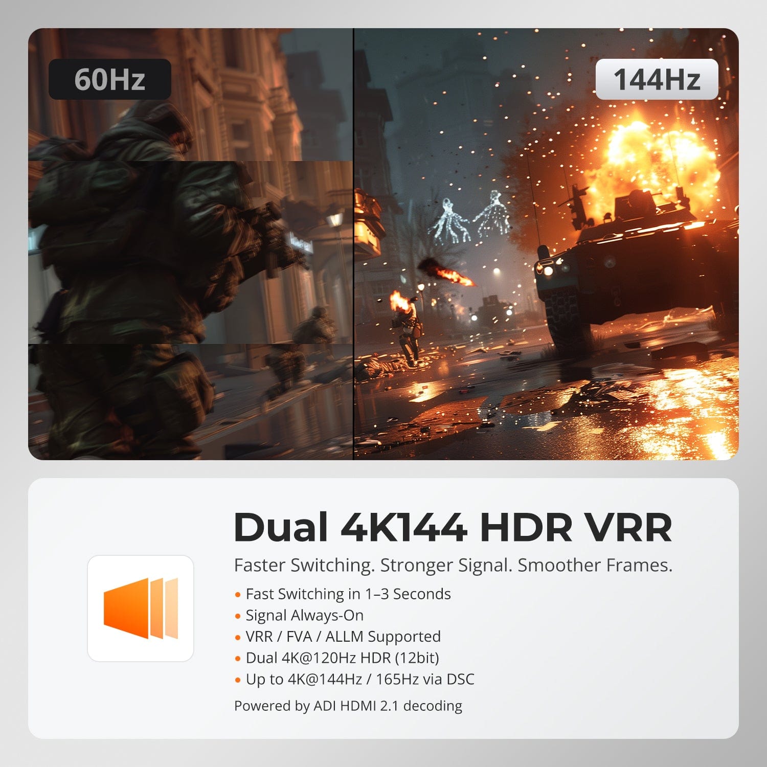 TESmart Dual Monitor KVM Switcher HDMI 2.1 & DP 1.4 Dual 4K144Hz KVM Switch Gaming Dock for 4 PCs & 2 Monitors, w/ ADI Chip, EDID, VRR, FVA, ALLM, and Dynamic HDR HDMI 2.1 & DP 1.4 Dual 4K144Hz VRR KVM Dock for 4 PCs & 2 Monitors, ADI Chip, EDID, HDR