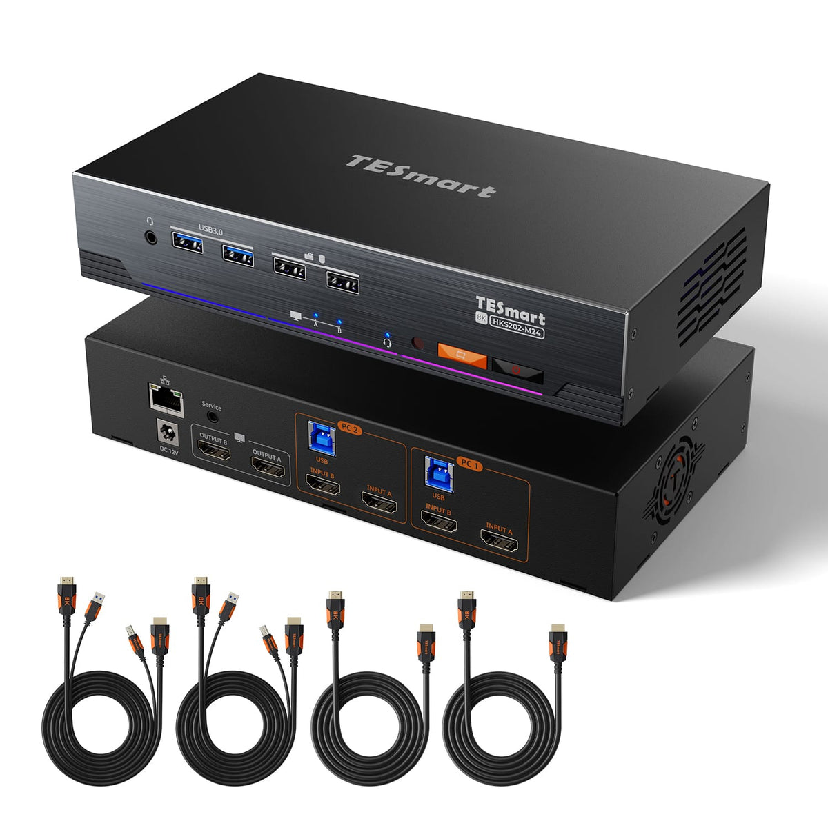 TESmart Dual Monitor KVM Switcher HDMI 2.1 Dual 4K144Hz KVM Switch Gaming Dock for 2 PCs & 2 Monitors, w/ ADI Chip, EDID, VRR, FVA, ALLM, and Dynamic HDR 2-Port Dual Monitor HDMI 2.1 KVM Switch 4K144Hz with ADI Chip | TESmart