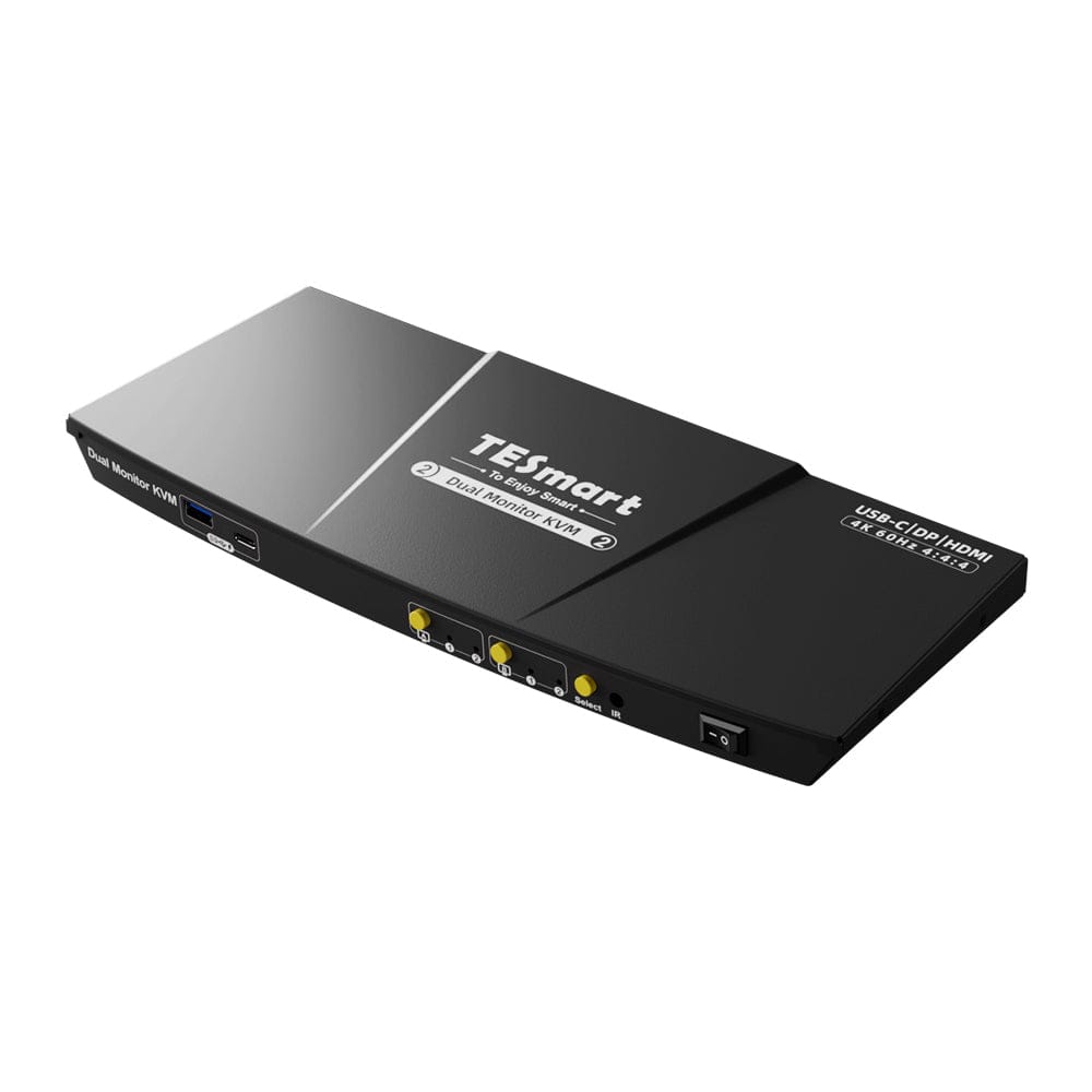 TESmart HDC202-P23-USBK Dual Monitor KVM Switcher Dual 4K60Hz Hybrid KVM Docking Station Kit - USB-C with MST &amp; EDID for 1 Laptop &amp; 1 Desktop 10652805090532 Dual 4K60Hz Hybrid KVM Dock - For 1 Laptop &amp; 1 Desktop US Plug