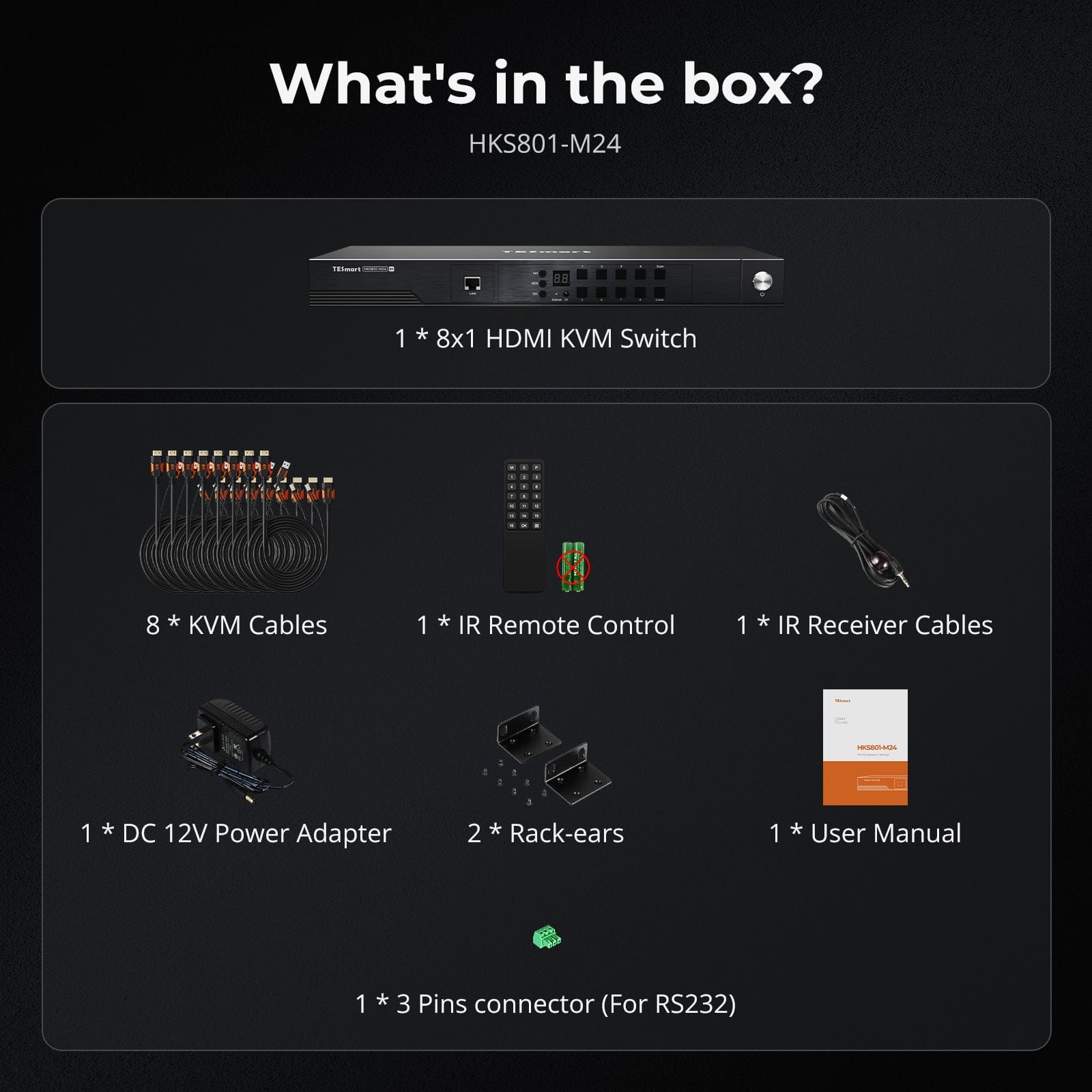 TESmart HDMI 2.1 8K60Hz 8x1 KVM Switch for 8 PCs & 1 Monitor, w/ ADI Chip, EDID Emulator, VRR, FVA, ALLM, 48Gbps, and Dynamic HDR HDMI 2.1 8K60Hz 8x1 KVM Switch for 8 PCs & 1 Monitor, ADI Chip, EDID, VRR, FVA, ALLM, HDR