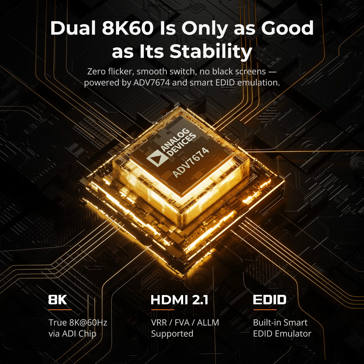 TESmart HDMI 2.1 & DP 1.4 Dual 8K60Hz KVM Switch for 8 PCs & 2 Monitors, w/ ADI Chip, EDID, VRR, FVA, ALLM, and Dynamic HDR HDMI 2.1 & DP 1.4 Dual 8K60Hz KVM Switch for 8 PCs & 2 Monitors, w/ ADI Chip, EDID, VRR, FVA, ALLM, and Dynamic HDR