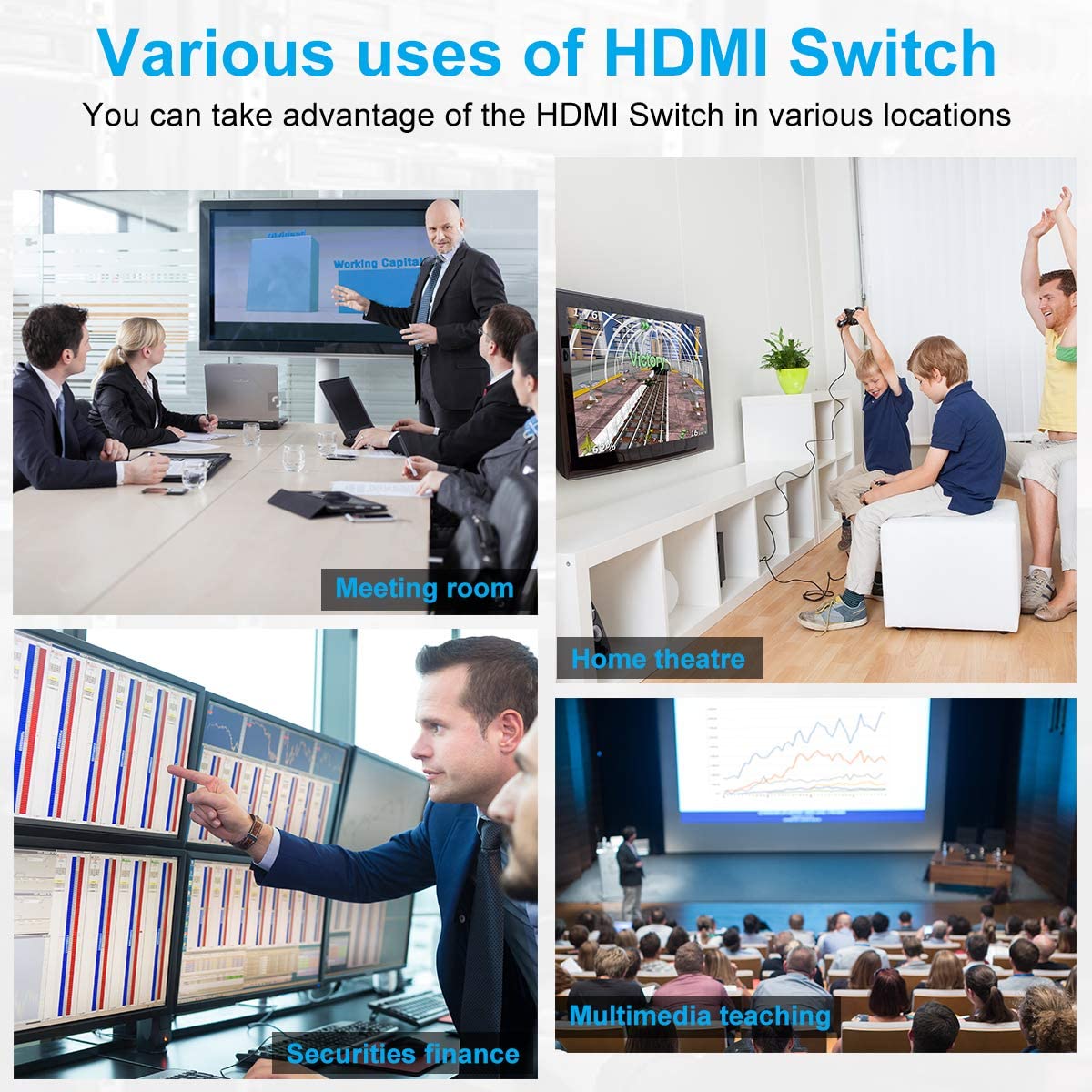 TESmart HDMI Switcher 5 Port HDMI Switch 4K 60Hz/30Hz Support Auto Detect and HDR 4K Switch 5 Port with IR Remote for Blu-ray,media player TESmart