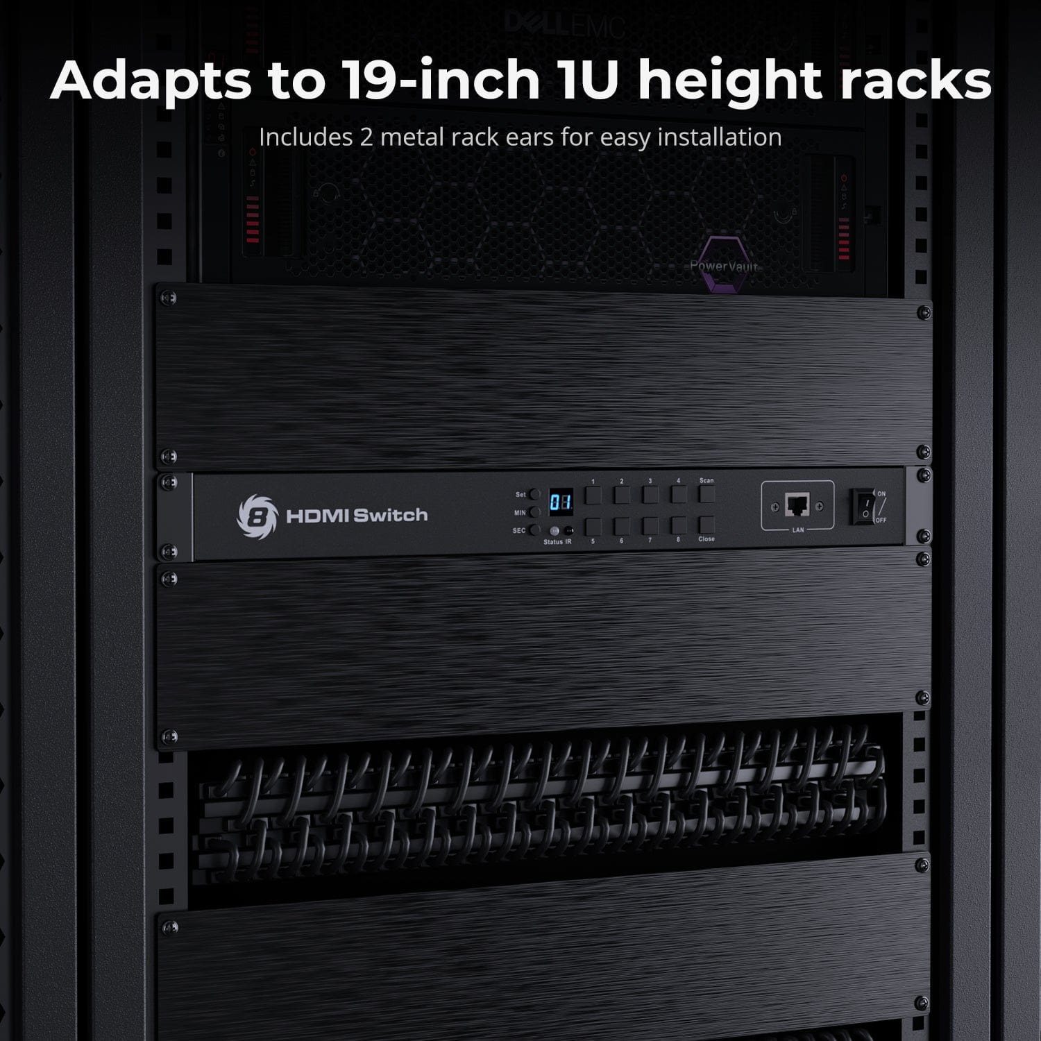 TESmart HDMI Switcher 8 Port Rackmount HDMI Switch 4K@60Hz with RS232/LAN 8 Port HDMI Switch 4K 60Hz Auto Switch With RS232/LAN-TESmart