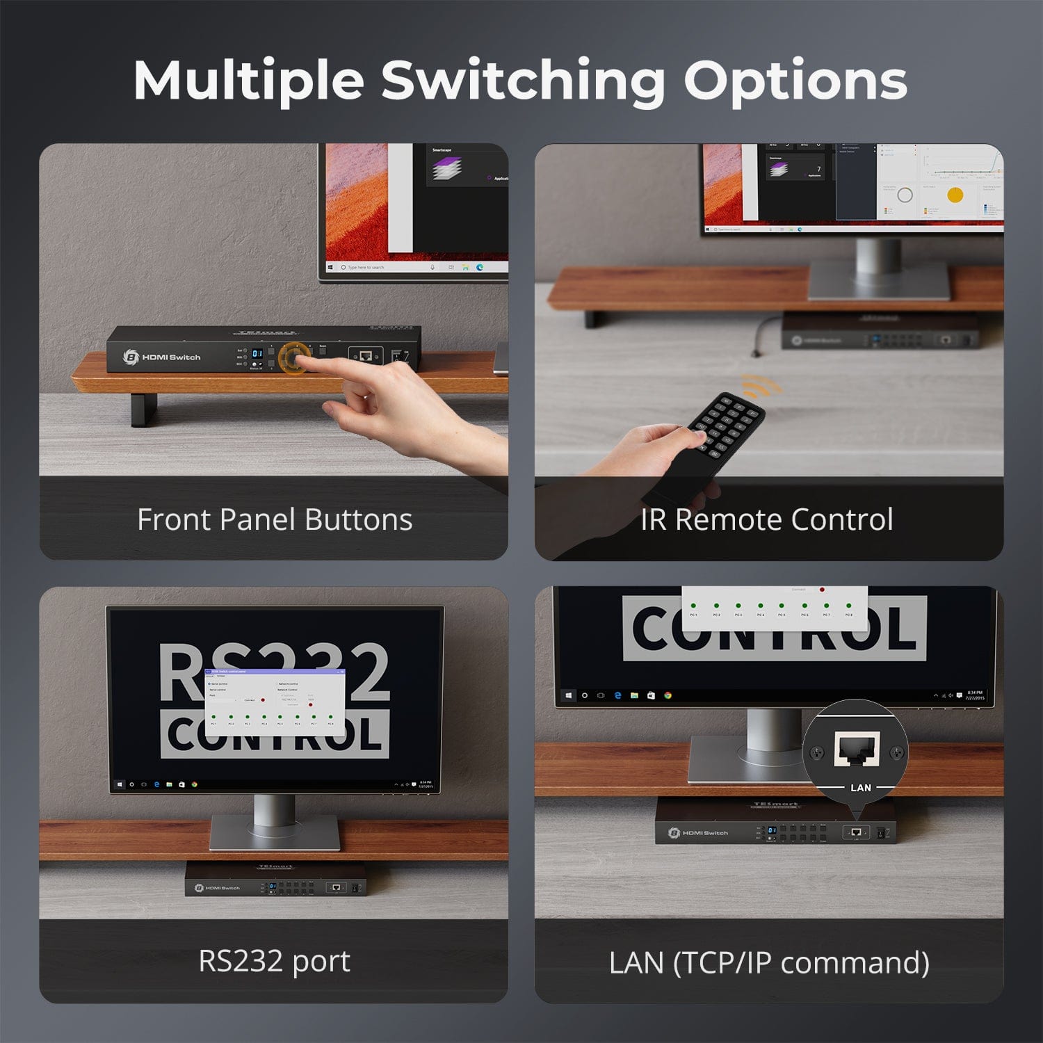 TESmart HDMI Switcher 8 Port Rackmount HDMI Switch 4K@60Hz with RS232/LAN 8 Port HDMI Switch 4K 60Hz Auto Switch With RS232/LAN-TESmart