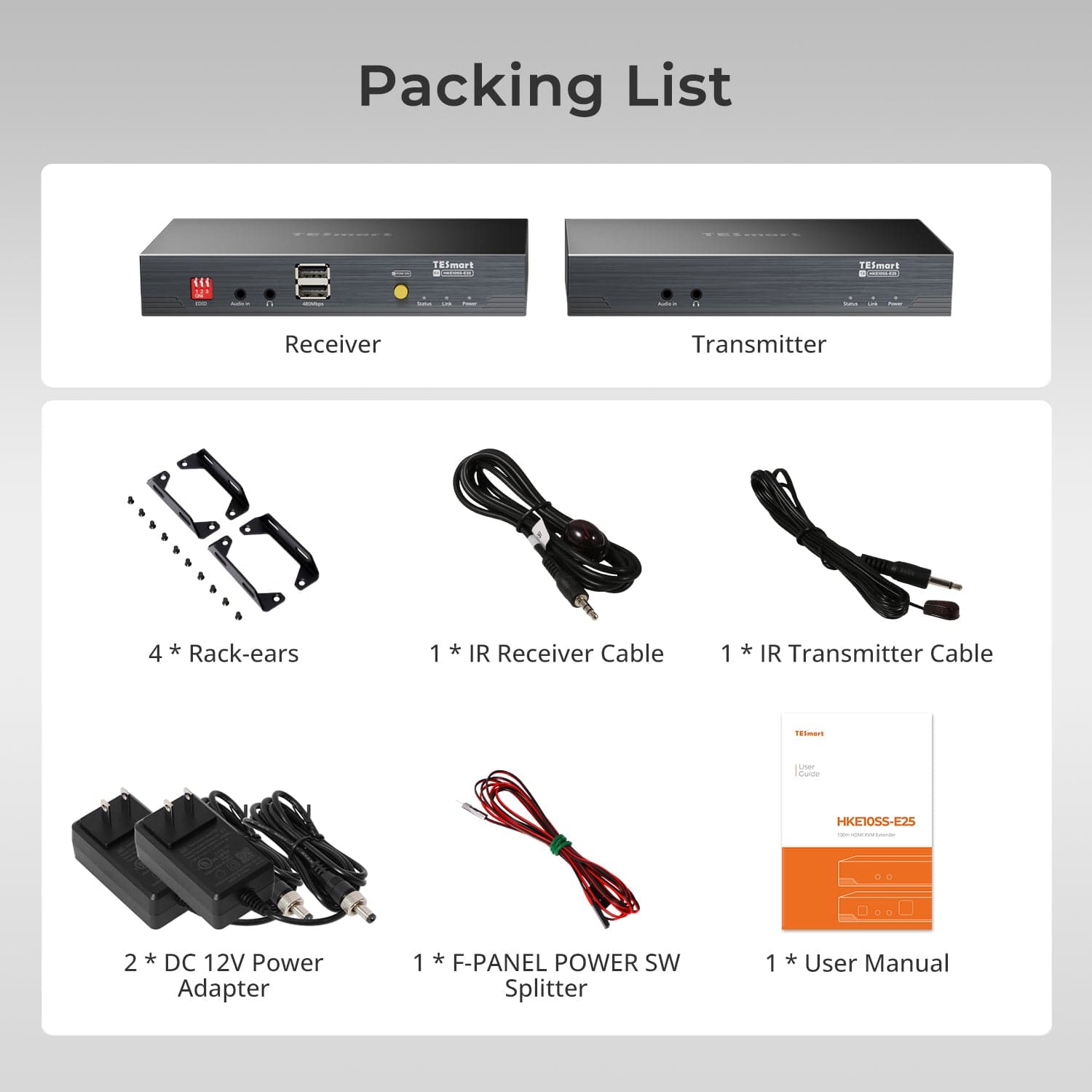 TESmart HKE10SS-E25-USBK 100M 4K30 HDMI Extender with PoE & Bi-IR Over CAT5e/6 Cable 100M 4K30 HDMI Extender with PoE & Bi-IR Over CAT5e/6 Cable