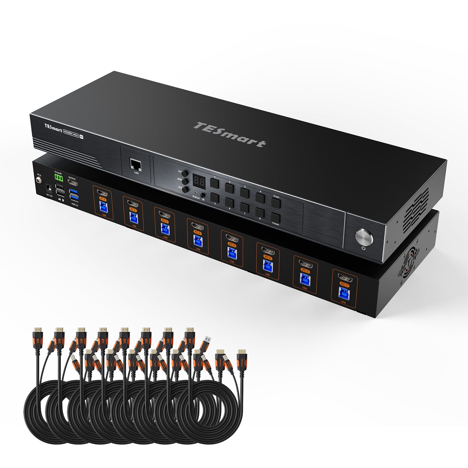 TESmart HKS801-M24-USBK HDMI 2.1 8K60Hz 8x1 KVM Switch for 8 PCs & 1 Monitor, w/ ADI Chip, EDID Emulator, VRR, FVA, ALLM, 48Gbps, and Dynamic HDR 10652805091973 HDMI 2.1 8K60Hz 8x1 KVM Switch for 8 PCs & 1 Monitor, ADI Chip, EDID, VRR, FVA, ALLM, HDR