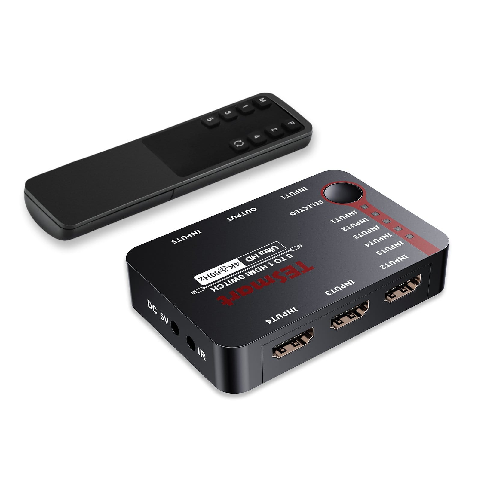 TESmart HSW0501A1U-NOBK HDMI Switcher 5 Port HDMI Switch 4K 60Hz/30Hz Support Auto Detect and HDR 720310301221 4K Switch 5 Port with IR Remote for Blu-ray,media player TESmart Black / 4K60Hz + CEC