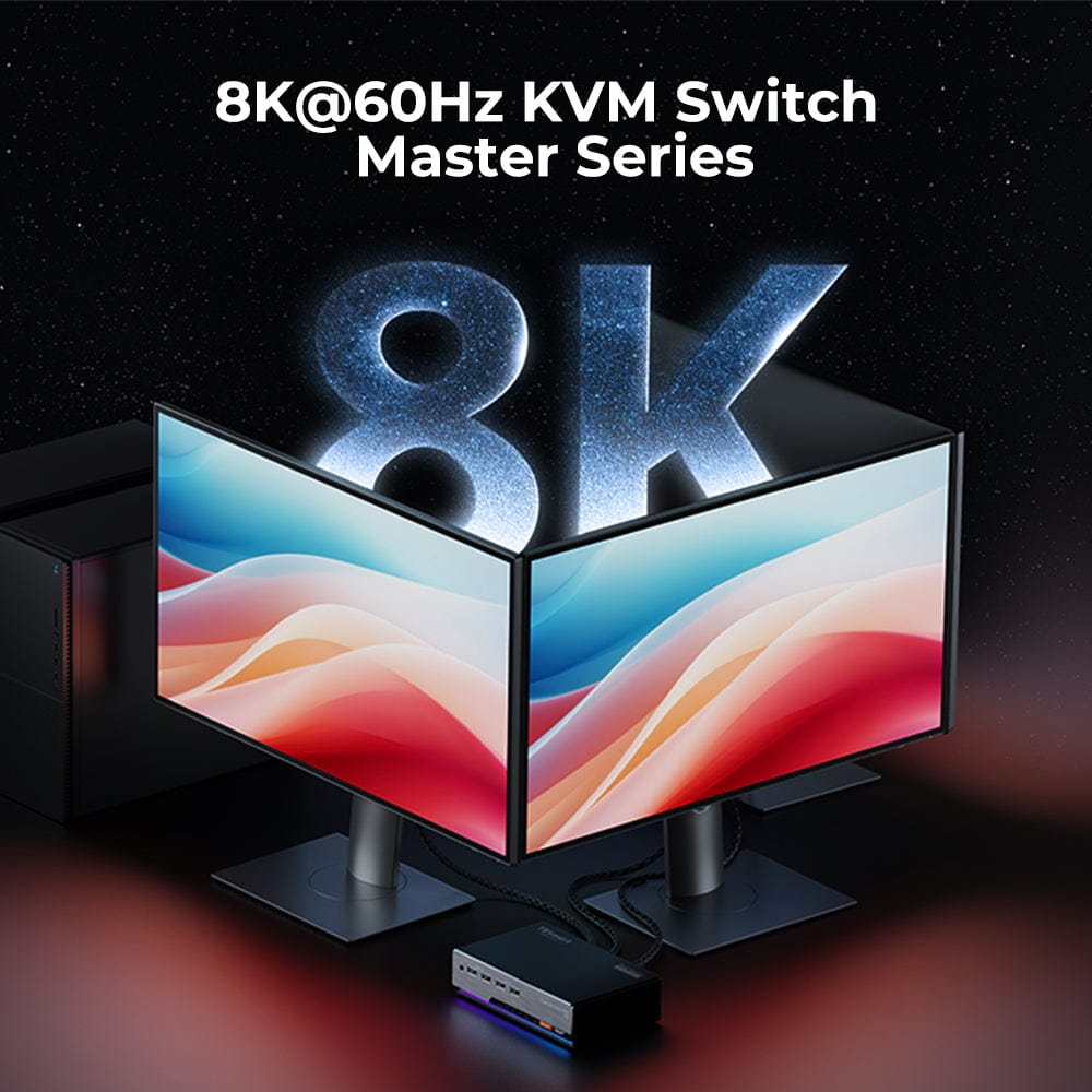 TESmart KVM Switch Dual & Triple Monitors 8K60Hz KVM Switch for 2 PCs - KVM Gaming Master Series Dual & Triple Monitors 8K60Hz KVM Switch for 2 PCs - KVM Gaming Master Series