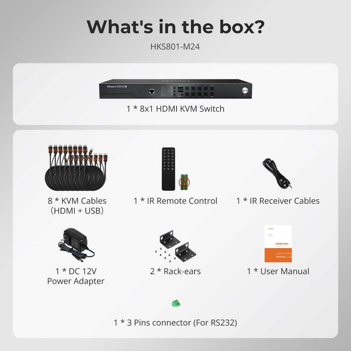 TESmart NEW HDMI 2.1 8K60Hz 8x1 KVM Switch for 8 PCs & 1 Monitor, w/ ADI Chip, EDID Emulator, VRR, FVA, ALLM, 48Gbps, and Dynamic HDR 8K60Hz HDMI 2.1 KVM Switch for 8 PCs with EDID & USB 3.2 | TESmart