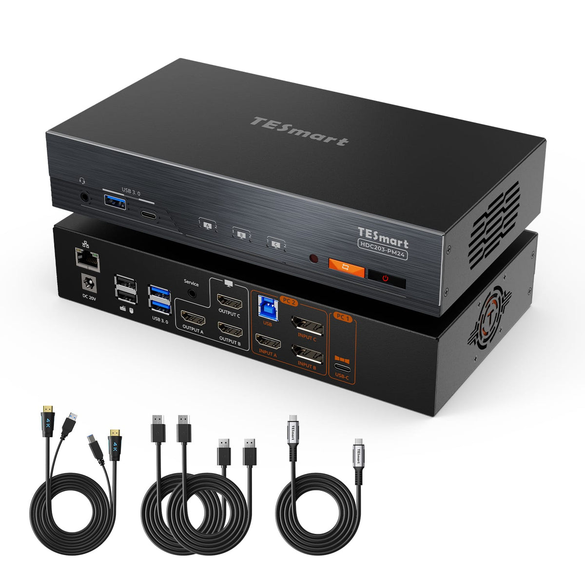 TESmart NEW Triple 4K60Hz DisplayLink® Hybrid KVM Docking Station – USB-C with EDID & 100W PD for 2 PCs (Mac & Desktop) Triple 4K60Hz DisplayLink® KVM Dock – USB-C, Smart EDID & 100W PD | TESmart