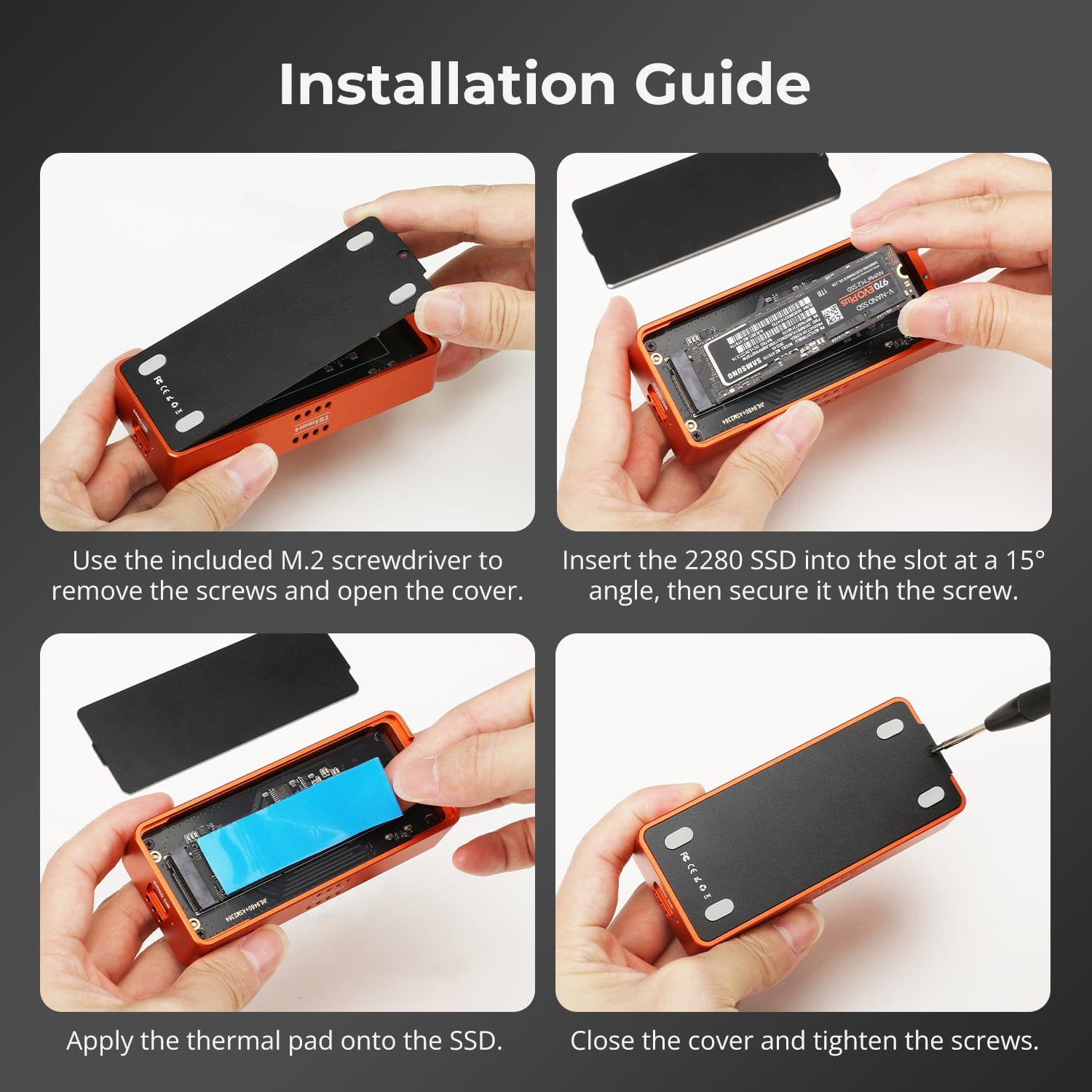 TESmart TBE-X5MAX 80Gbps SSD Enclosure via Dual-Chip Design (Intel JHL9480 + ASM2364) – Featuring Active Cooling & Universal Thunderbolt 5/USB4/USB 3.2 Gen2x2 Support for Demanding Workflows Across Diverse Devices. 80Gbps SSD Enclosure via Dual-Chip Design (Intel JHL9480 + ASM2364) – Featuring Active Cooling & Universal Thunderbolt 5/USB4/USB 3.2 Gen2x2 Support for Demanding Workflows Across Diverse Devices.