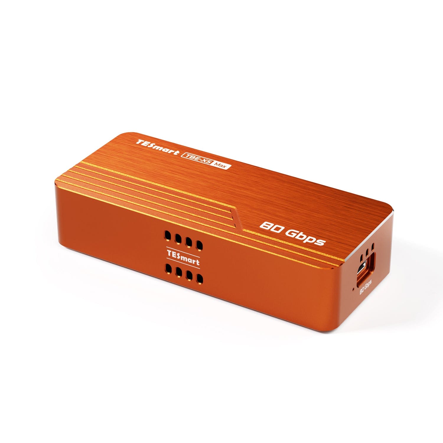 TESmart TESmart 80Gbps M.2 NVMe SSD Enclosure with Cooling Fan, Compatible with Thunderbolt 5/USB4 V2.0, Back Compatible with Thunderbolt 4/3 (TBE-X5Pro/Max) TESmart 80Gbps M.2 NVMe SSD Enclosure with Cooling Fan, Compatible with Thunderbolt 5/USB4 V2.0, Back Compatible with Thunderbolt 4/3 (TBE-X5Pro/Max) TBE-X5Pro / Orange