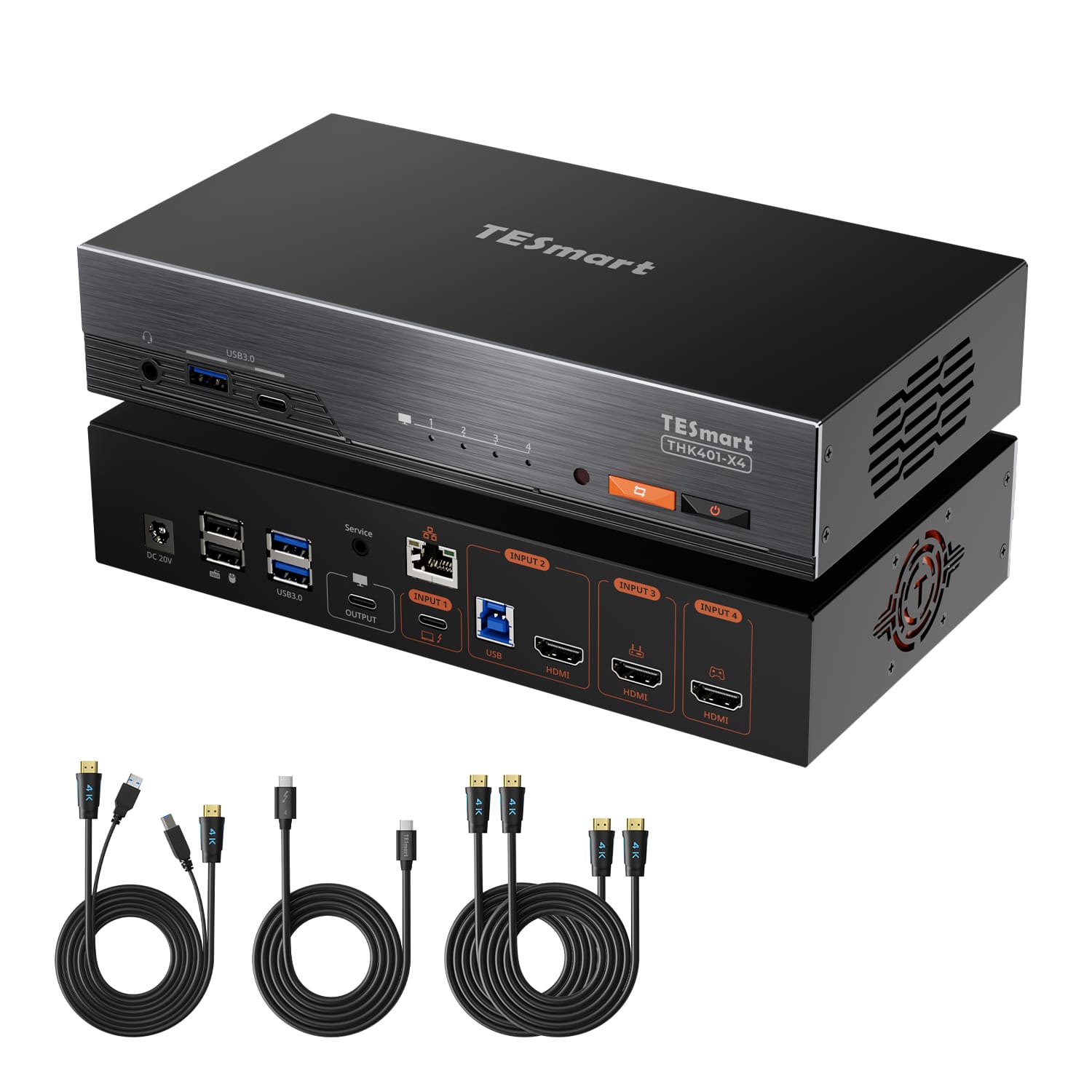 TESmart THK401-X4-USBK 4-Port 6K60Hz & 5K120Hz KVM Switch for Mac & HDMI Devices – USB 10Gbps Hub, 60W PD, Dual HDMI Inputs, Apple Studio Display Support 4-Port 6K60Hz & 5K120Hz KVM Switch for Mac & HDMI Devices – USB 10Gbps Hub, 60W PD, Dual HDMI Inputs, Apple Studio Display Support
