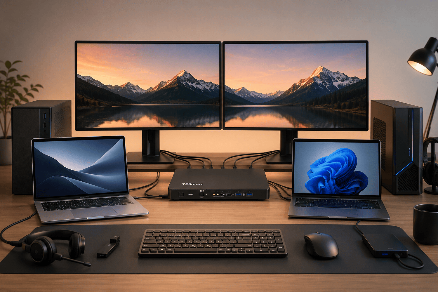 Best KVM Setup for 2 Laptops and 2 Desktops: One Dual-Monitor Desk, Four Computers