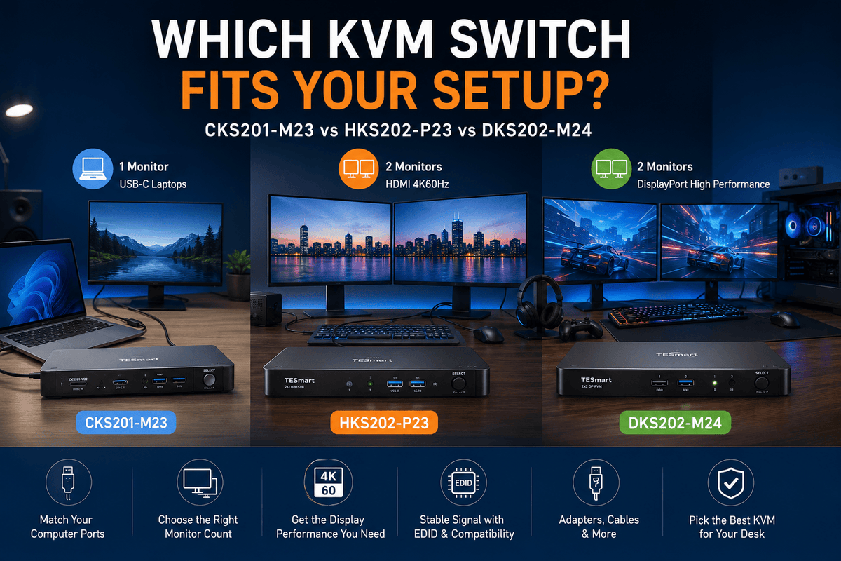 CKS201-M23 vs HKS202-P23 vs DKS202-M24: Which KVM Switch Fits Your Setup?