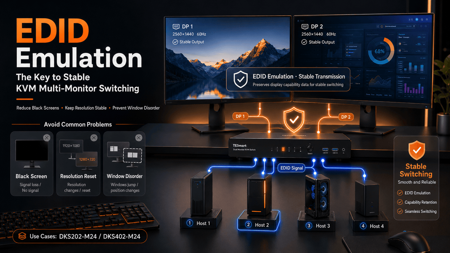 EDID Emulation Explained: How It Makes KVM Multi-Monitor Switching More Stable