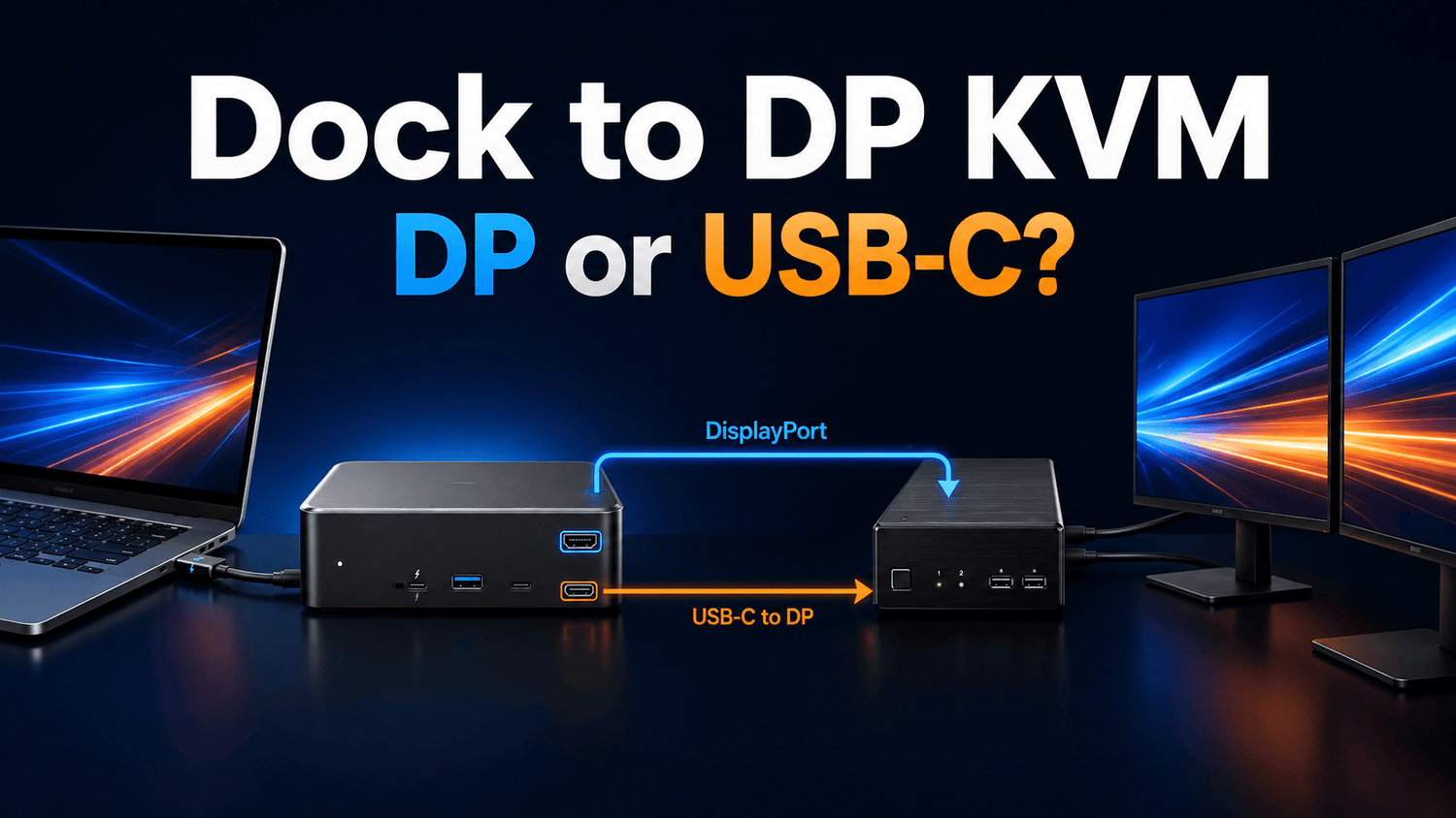 DisplayPort KVM with a Dock Compatible with Thunderbolt 5: Which Video Output Should You Actually Use?