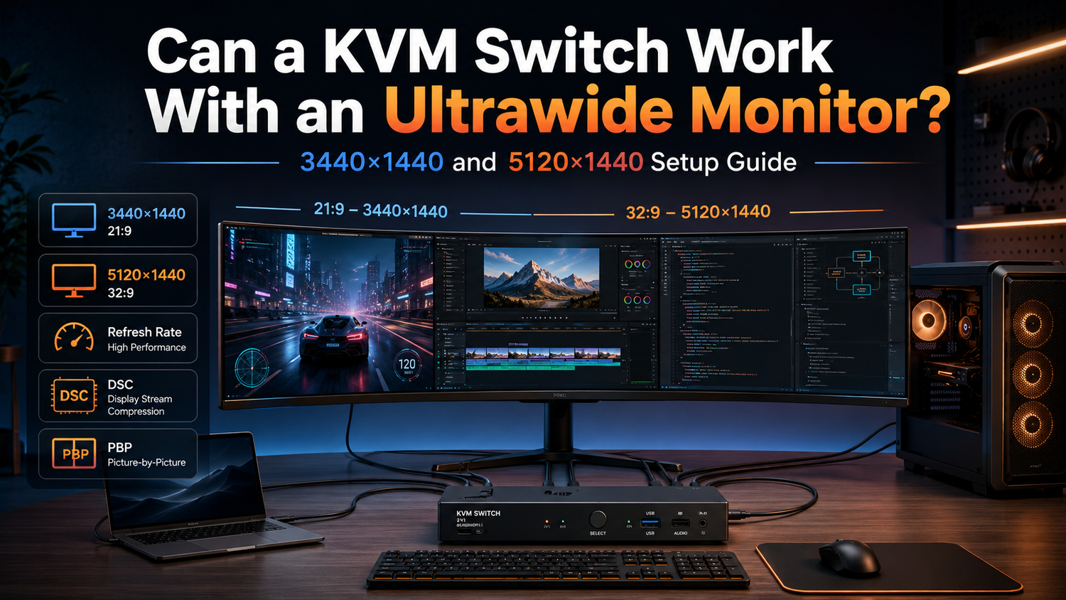 KVM for Ultrawide Monitors: 3440×1440 and 5120×1440