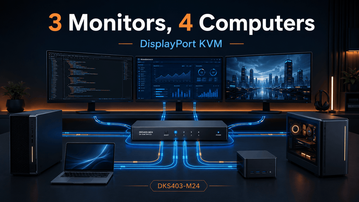 How to Share Three High-Refresh DisplayPort Monitors Across Four Computers