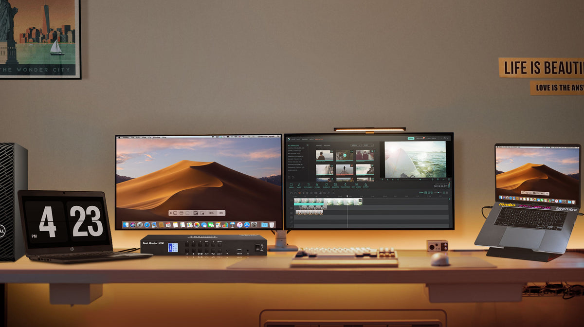 TESmart KVM switches for a MacBook and a laptop to setup dual monitors