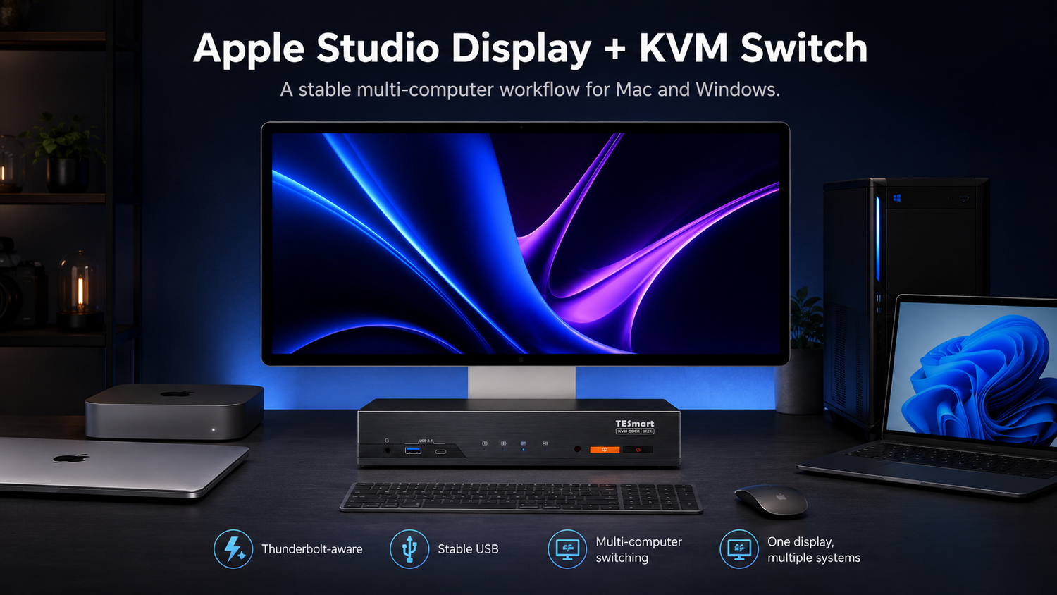 Why KVM Switches for Apple Studio Display Are Still Rare — and What THK401-X4 Solves