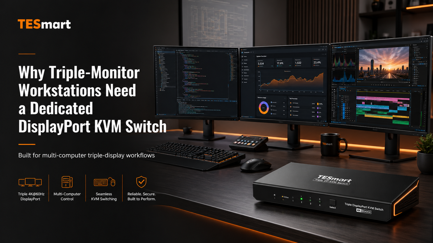 Why Triple-Monitor Workstations Need a Dedicated DisplayPort KVM Switch