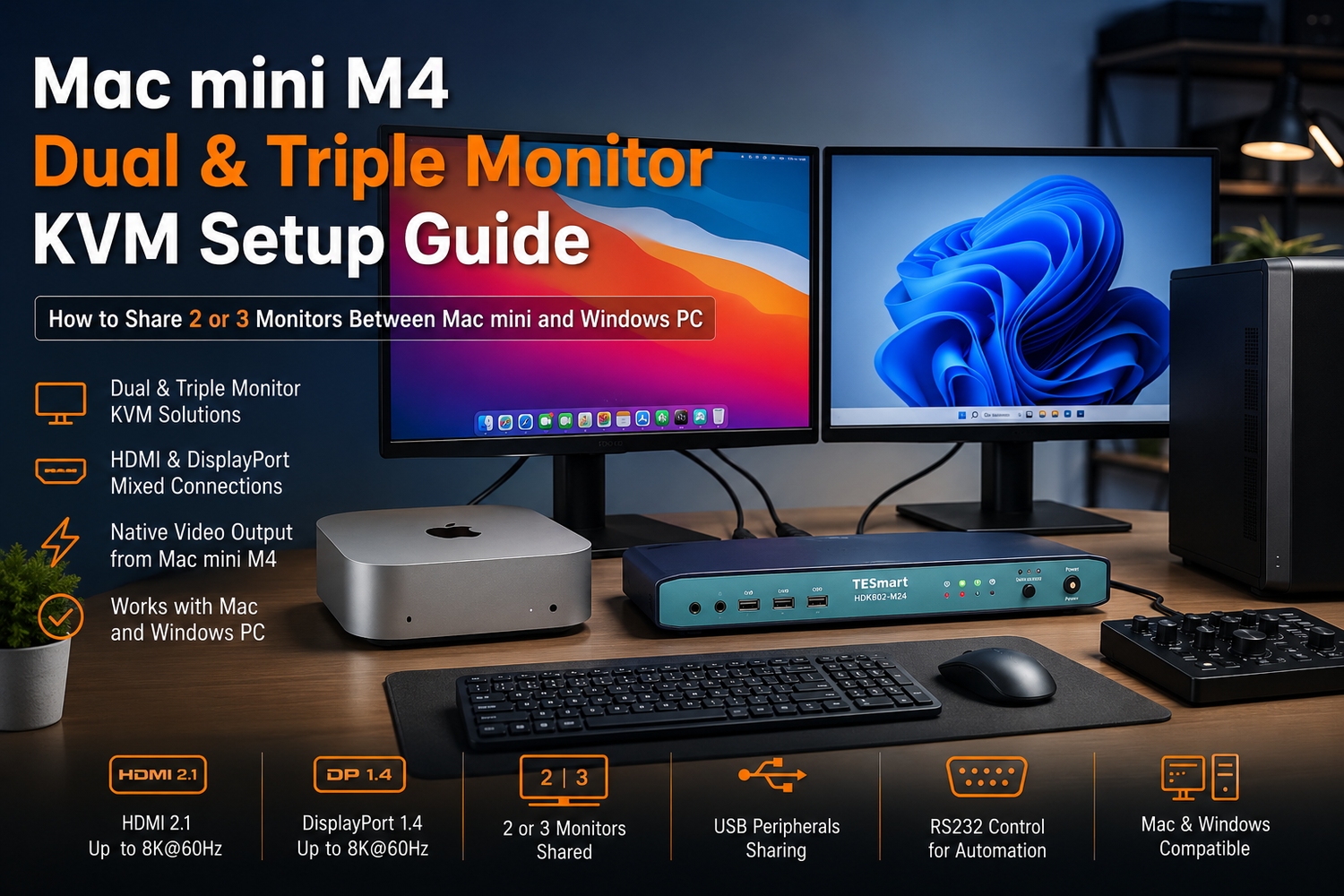 KVM Switch for Mac mini M4: Dual and Triple Monitor Setup Guide