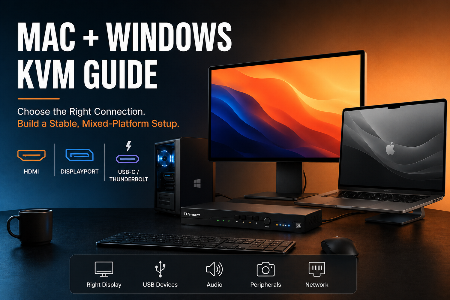 Mac + Windows KVM Compatibility Guide: Thunderbolt, USB-C &amp; HDMI Connection Paths