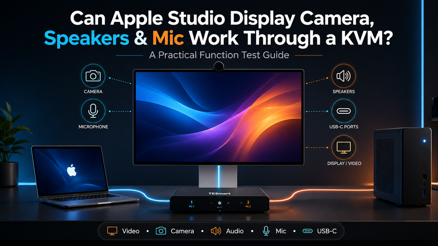 Apple Studio Display Camera, Speakers, and Microphone Through KVM: What to Test