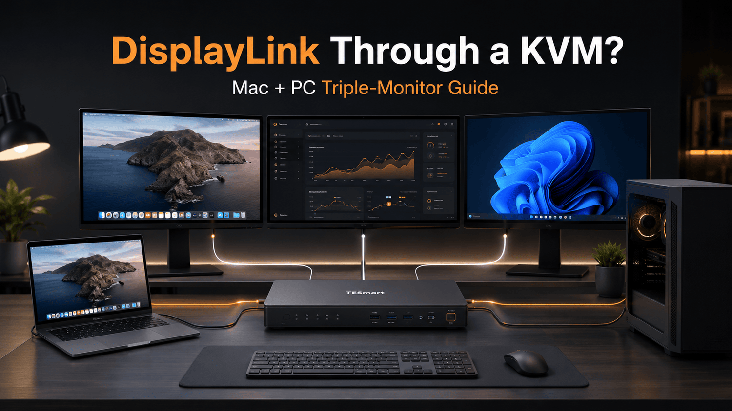 How to Share Three Monitors Between a MacBook and Windows PC with a DisplayLink KVM Dock