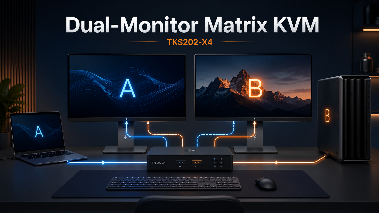 What Is Matrix Switching on a Dual-Monitor KVM? How to Control Two Computers and Two Thunderbolt Displays