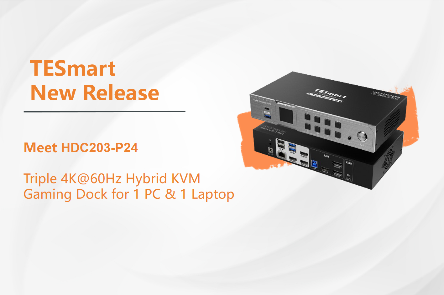 Triple 4K@60Hz Hybrid KVM Gaming Dock for 1 Desktop PC & 1 Laptop