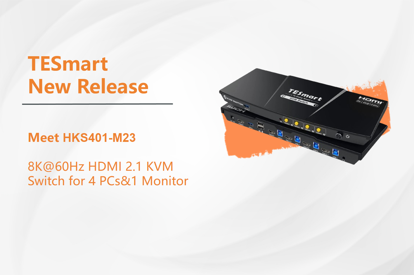 TESmart Launches A New 4-Port 8K@60Hz HDMI 2.1 KVM Switch Dock for 4 PCs &1 Monitor