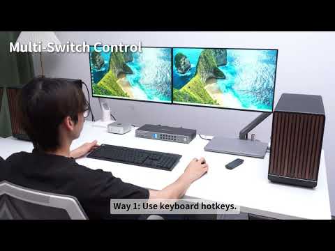 DP 1.4 Dual 8K@60Hz KVM Switch with Network Hub &amp; Smart EDID – for IT Pros, Creators &amp; Multi-PC Setups