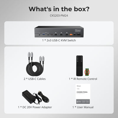 TESmart 2×3 DisplayLink® KVM for Dual Laptops | Triple 4K60, Dual 65W PD 2×3 DisplayLink® KVM for Dual Laptops | Triple 4K60, Dual 65W PD