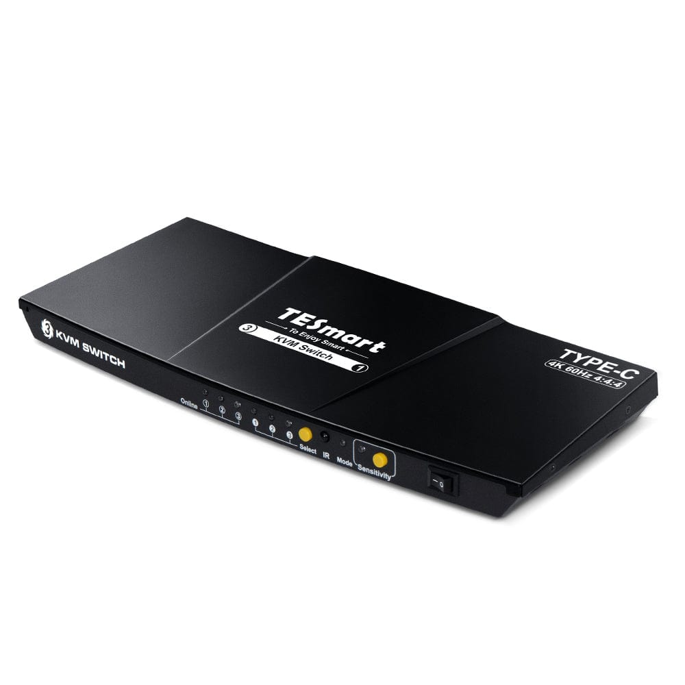 TESmart CKS301-E23-USBK Electronics 3 Port USB-C KVM Switch 4K60Hz withUSB Hub and Audio Port 10659135226419 USB-C KVM switch 3 port 4K60Hz with EDID,USB hub TESmart US Plug