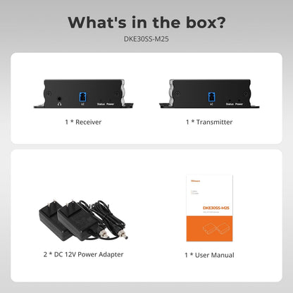 TESmart DKE30SS-M25-USBK 300M Fiber DP Extender 8K@60Hz / 4K@240Hz Lossless Over Optical Fiber 10617230232346 300M Fiber DP Extender 8K@60Hz / 4K@240Hz Lossless Over Optical Fiber