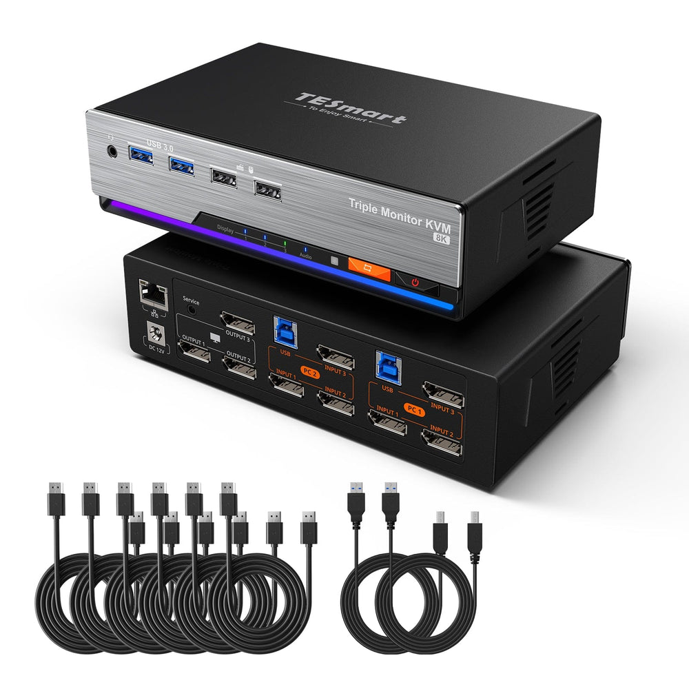 Dual & Triple Monitors 8K60Hz KVM Switch for 2 PCs | TESmart