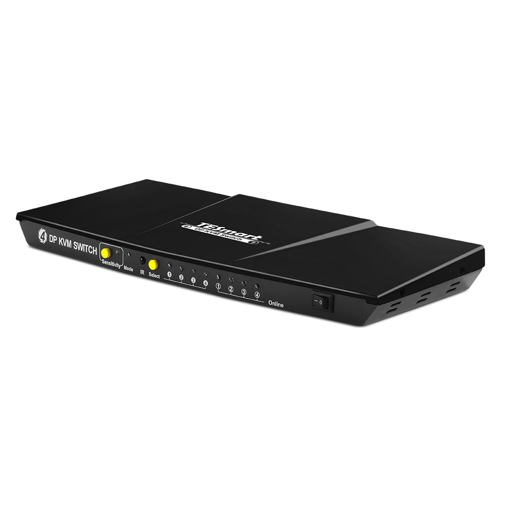 TESmart DKS401-E23-USBK DP KVM Switcher 4 Port DisplayPort 1.2 KVM Switch 4K60Hz with USB Hub 10659135227478 DP KVM switch 4K HDR connect 4 pc sharing USB,audio TESmart US Plug / Black