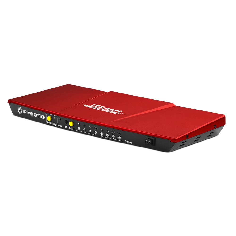 TESmart DKS401-E23-USRD DP KVM Switcher 4 Port DisplayPort 1.2 KVM Switch 4K60Hz with USB Hub 10659135227485 DP KVM switch 4K HDR connect 4 pc sharing USB,audio TESmart US Plug / Red
